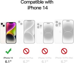 Shockproof Phone Bumper Cover Case for iPhone 14 6.1-Inch, Clear, Non-Yellowing