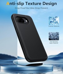 FNTCASE Matte Finish Black Shockproof Case for Google Pixel 10A – 14ft Drop Test
