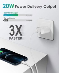 20W Wall Adapter Fast Power Charger &3FT USB-C Cable for iphone 14 13 12 11 X/XR
