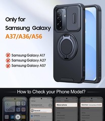 For Samsung Galaxy A37 5G Case with Dual-Layer Shockproof, Slide Camera Cover