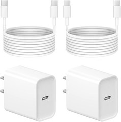 2-Pack 20W USB-C Fast Charger Block with 6FT Cable for iPhone 17/16