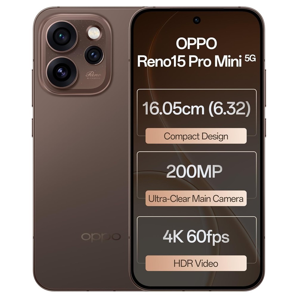 Oppo Reno15Pro mini 5G Factory Unlocked Dual SIM 12GB RAM 256GB Storage-Brown