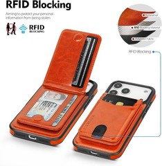 Detachable 2-in-1 iPhone 17 Pro Max Wallet Case, RFID Blocking, Orange