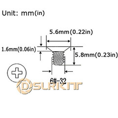 6/32#6-32 x 1/4in Flat Head Screw for 3.5in Hard Drive Hot Swap Caddy Tray (Pack
