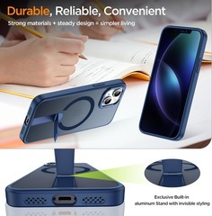 iPhone 14 Case with Kickstand, Anti-Slip Shockproof Military-Grade Protection, B