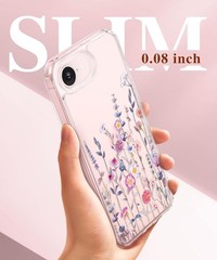 iPhone 17e Case & iPhone 16e Case, Floral Shockproof Protective Clear Phone Case