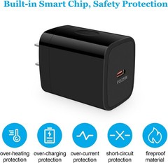 25W Fast USB-C Wall Charger for Moto G, Edge, Razr Ultra, 6FT Cable