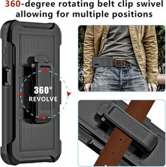 Heavy Duty Black Case for Samsung Galaxy A17 5G, Shockproof Holster with Clip