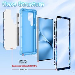 Galaxy S23 Ultra Case Glow in the Dark Three Layer Heavy Duty Shockproof Hard PC