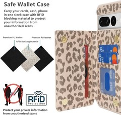 Google Pixel 7 Pro Case with Card Holder, Wallet Phone Case for Women Men (Beige
