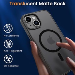 Magnetic Matte Case for iPhone 13/iPhone 14 6.1-Inch, iPhone 15 Case Slim Black
