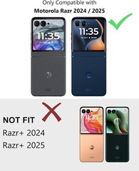 For Motorola Razr 2024 Case with Leather Back & Polycarbonate Bumper Protections