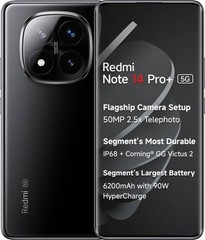REDMI Note 14 Pro+ Plus 5G Titan Black 512GB 12GB RAM Global Version Unlocked