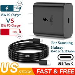 45W Type USB C ⚡Super Fast Wall Charger+6ft Cable For Samsung Galaxy S22 S23 M