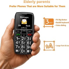 C1+4G Pro Black – Big Buttons Cell Phone for SeniorsBasic Phone with SOS Button