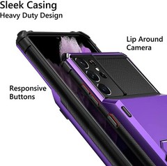 Samsung Galaxy S21 Ultra Case 6.8 Inch Shockproof Wallet Card Holder Cover Purpl
