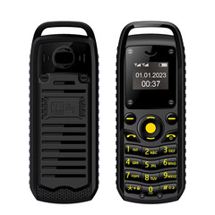 B25 Button Mini Mobile Phone 2 SIM Standby Bluetooth Dialing Surround Wear Black