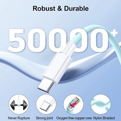 2Pack USB C to USB C Charger Cable 6FT for iPhone 15 60W Fast Charging Cord