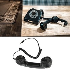 Retro Phone Handset Radiation Proof Telephone Receiver 3.5mm Cellphone Black