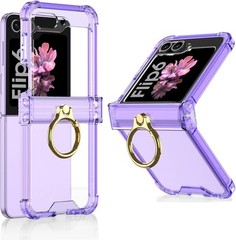 Clear Case for Samsung Galaxy Z Flip 6 with Hinge Protection and Ring Stand