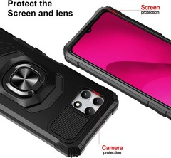 for T-Mobile REVVL 7 5G Phone Case with Tempered Glass Screen Protector, Black