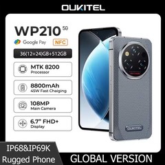 OUKITEL WP210 5G NFC Rugged Phone 6.7” 36GB+512GB 108MP 45W 8800mAh Android 15