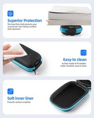Portable Rectangle Earbuds Carrying Case 2Pack, Organizer for Phone Accessories