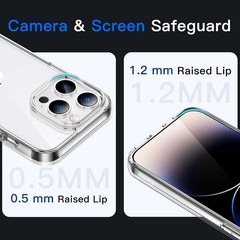 Case for iPhone 14 Pro 6.1-Inch, Non-Yellowing Shockproof Bumper Cover, Clear Ba