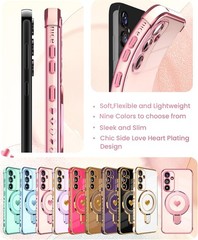 Cute Pink Kickstand Case with Love Heart Design & 2X Screen Protector for S25 FE