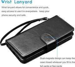 For Apple iPhone 12 Pro Max Wallet Case, Card Slots Full Leather Cover Black