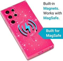 Cute Glittery Hard Case for Samsung Galaxy S24 Ultra – Bling Sparkle Mag Cover