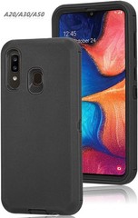 Samsung Galaxy A50 Case Carbon Fiber w/Screen Protector Slim Bumper