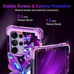 Galaxy S24 Ultra 5G Case, Glow in The Dark Three Layer Heavy Duty Shockproof Bum