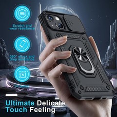 Case & Screen Protector for iPhone 15 Heavy Duty Shockproof Full Body Black