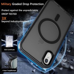 Magnetic iPhone XR Case, Slim Translucent Matte Shockproof Phone Cover (Black)
