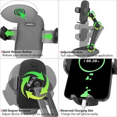 Phone Stand for Desk Adjustable Height 360 Degree Rotation Thick Case Friendly
