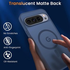 Magnetic Matte Case for Google Pixel 10 Pro XL 6.8-Inch Slim Translucent Blue