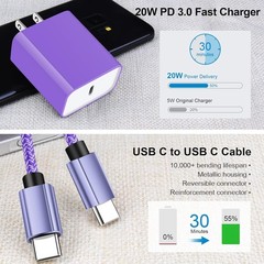 20W USB C Fast Wall Charger Block for Samsung Galaxy A16 5G with 6Ft Type C Cord