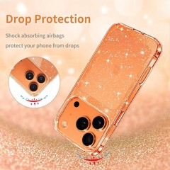 iPhone 17 Pro Max Case Clear Glitter, Hard PC Back Shockproof Protective Bumper