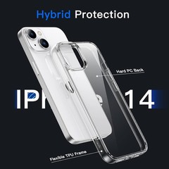 Shockproof Phone Bumper Cover Case for iPhone 14 6.1-Inch, Clear, Non-Yellowing