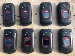 (Lot of 8) Kyocera Verizon Wireless Black/Red Rugged Flip Cellular Phone Cell