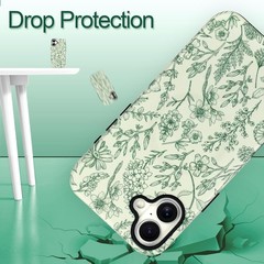 Sage Green Floral Magnetic Phone Case for iPhone 17, Vintage Flower Design Cover