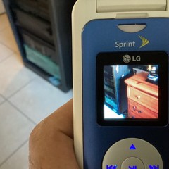 Vintage LG FUSIC – 23 MB Blue White Sprint Cellphone With Blue Tooth MP3 FM GPS