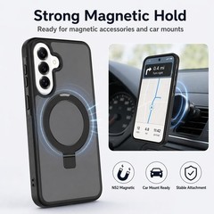Case for Samsung Galaxy A57 5G, Translucent Magnetic Car Mount with Kickstand