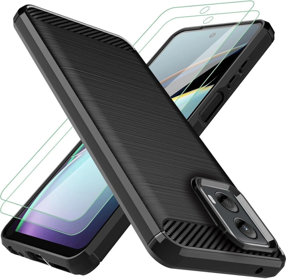 For Motorola Moto G 5G 2024 Black Armor Case Flexible Heavy-Duty