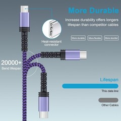 5FT Braided USB A to Type C Cable Fast Charging Power Cord 3 Pack USB C Charger