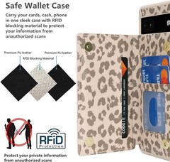 Google Pixel 6a Case with Card Holder, Wallet Phone Case for Women Men (Beige Le
