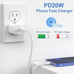 3 Pack 20W USB-C Fast Charger Adapter for iPhone 14/13 Pro 6FT Cable