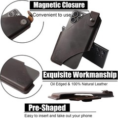 Belt Clip Leather Phone Holster for iPhone 15 Pro Max/Plus & Galaxy S25/S24 Ultr