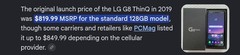 LG THINQ PHONE UNLOCKED RFRB USED LIGHTLY ALONE OR WITH DATA PLAN $50 – $150 OFF